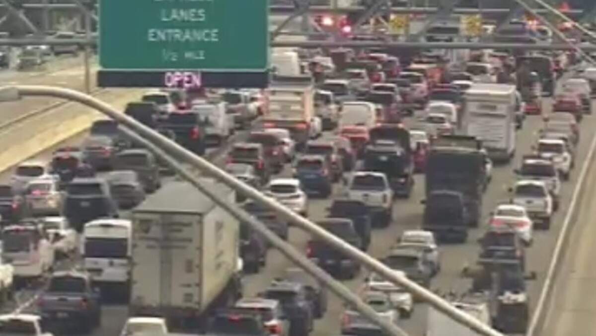 A Florida Department of Transportation camera shows southbound I-95 traffic slowing at the Sunrise Boulevard exit in Fort Lauderdale Tuesday, July 28, 2026. A Florida Department of Transportation camera shows southbound I-95 traffic slowing at the Sunrise Boulevard exit in Fort Lauderdale Tuesday, July 28, 2026.